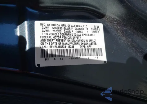 2003 Honda Odyssey Lx from USA, damaged, VIN 5FNRL18583B115228